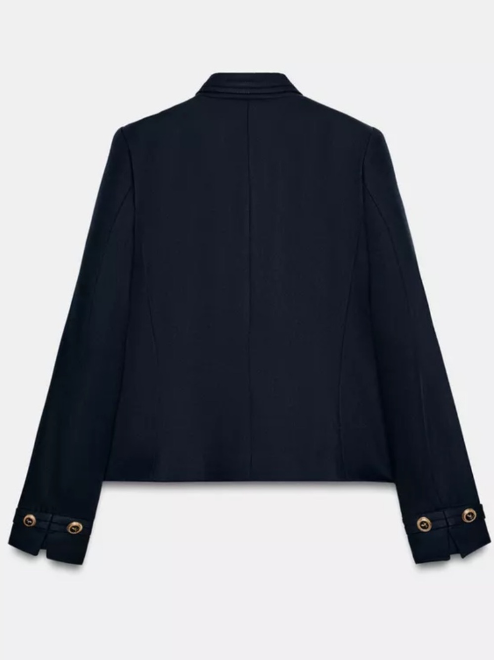 ZARA Navy Blue High Neck Gold Button Blazer Jacket XS NWT - Picture 9 of 10